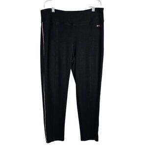 TOMMY HILFIGER SPORT Leggings Pants size XL BLACK Athleisure Casual Gym Athletic